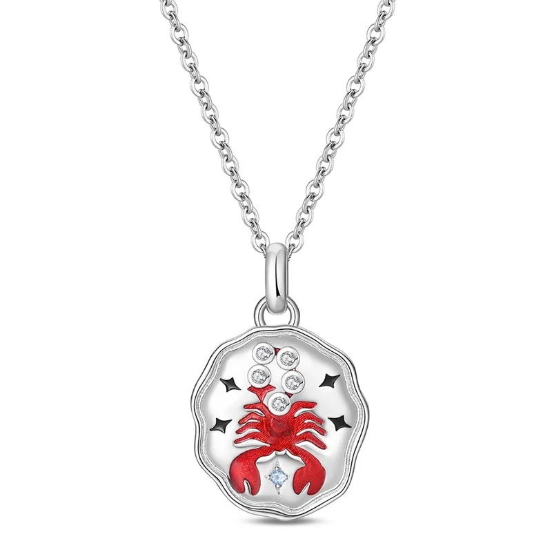 2026 Popular 925 Sterling Silver Fun Lobster Necklace For Women Sparkling CZ Zircon Fine Birthday Graduation Pretty Jewelry Gift