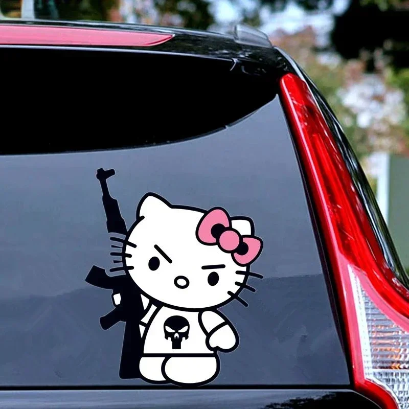 Car Sticker Exterior Accessories Kitty Gun Bad Gangster Funny Anime Cartoon Stickers