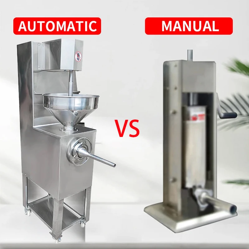Llenadora de salchichas de pollo vegetariana eléctrica completamente automática, llenadora de salchichas comercial, máquina de llenado de carne
