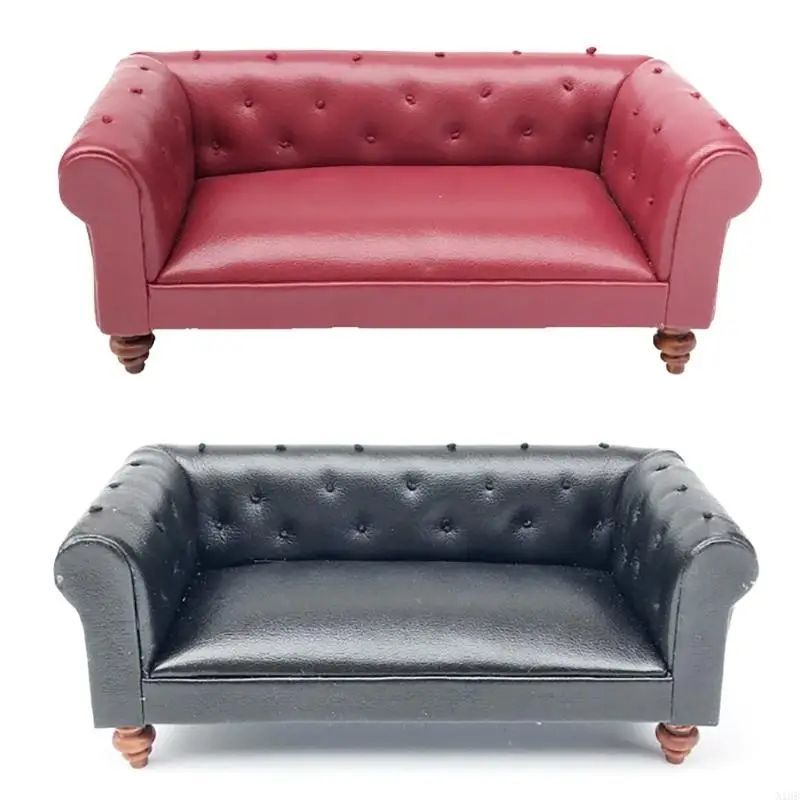 

N1HB Bedroom Leather Sofa Model Realistic Vintage Life Scene House Pretend Game
