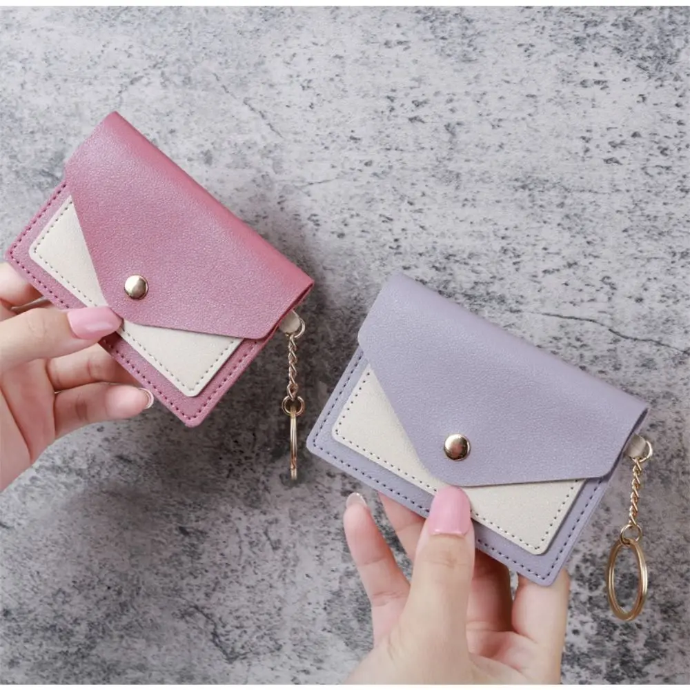 Fashion Slim Short Wallet Leather Candy Color Coin Purse Short Purse Women Girls