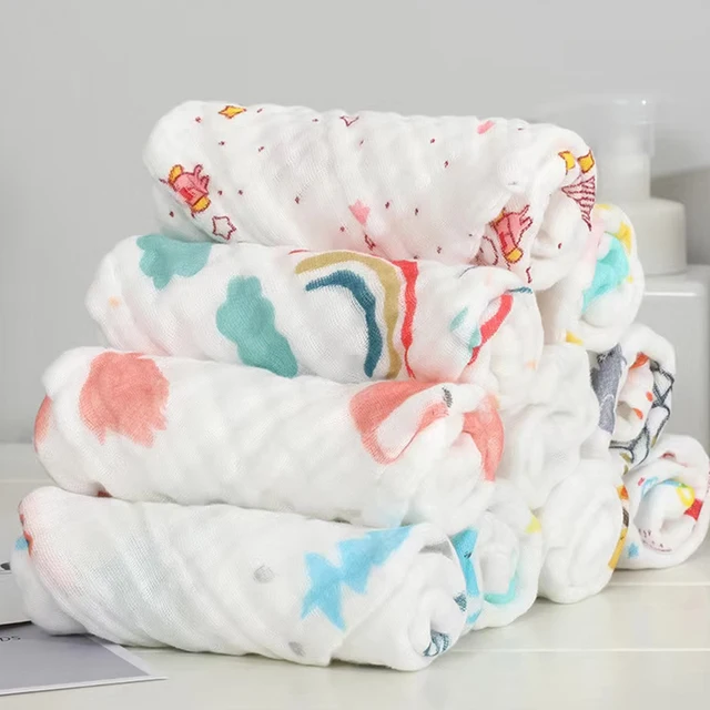 5 PCS Lot Muślin 6 warstw Miękkie bawełniane ręczniki dla niemowląt Ręcznik do twarzy dla niemowląt Chusteczka do kąpieli Karmienie twarzy Ściereczka do mycia twarzy Ściereczka do odbijania