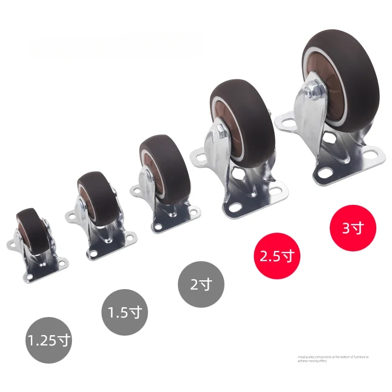 4PCS 1-3inch Furniture Caster Soft Rubber Universal Wheel Swivel Caster Roller Wheel For Platform Trolley Accessory