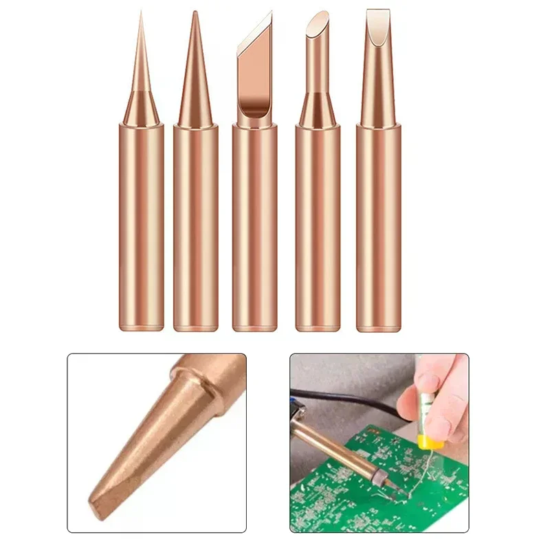 

5Pcs Soldering Iron Tip Pure Copper 900M Soldering Iron Head Set Inside Hot Bare Copper Electric Soldering Iron Welding Tools