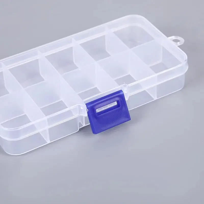 1-piece Fixed 10 Grid Storage Box with Lid, Accessory Sorting and Storage Box, Dust-free Transparent Plastic Box