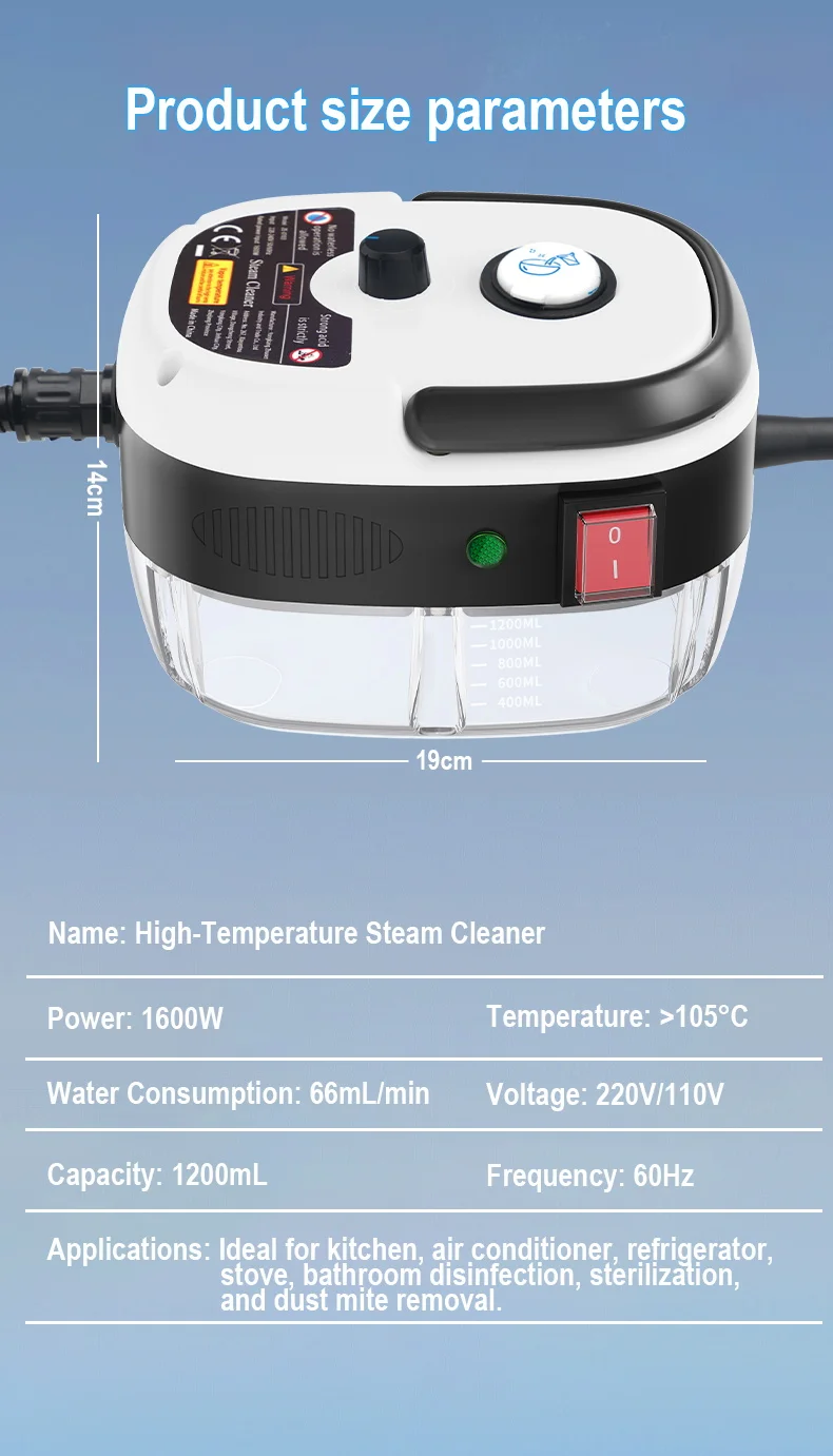 Dampfreiniger mit Hochdruck und -temperatur, Handgehaltener Dampfmopp für Gewerbe und Haushalt, Klimaanlagen, Dunstabzugshauben, Auto- und Jet-Reinigung – Detail 13