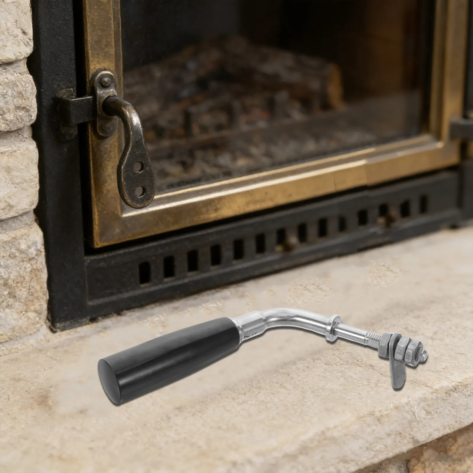 Universal Fireplace Door Handle Replacement Wood Stove Handle Vintage Aesthetic Secure Seal Metal Pull for Open Fire Accessories