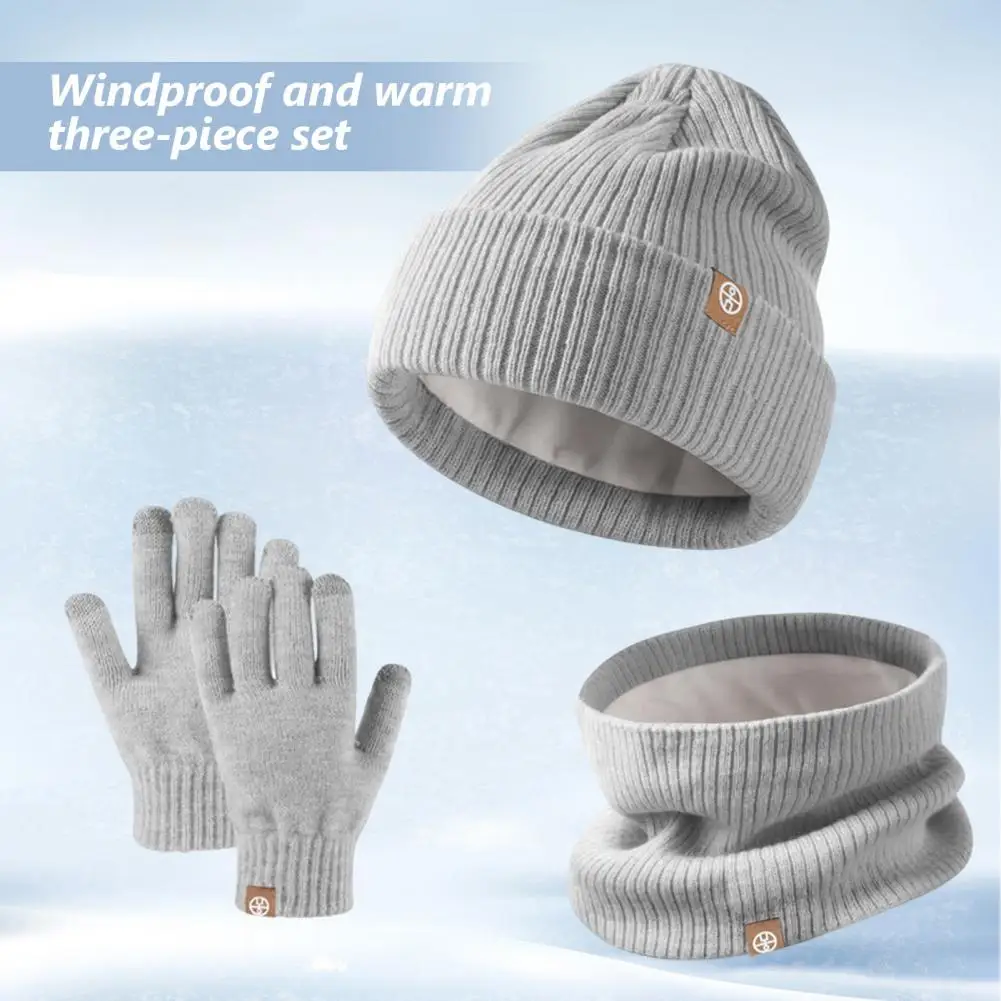 3 Pcs/Set Children Hat Scarf Glove Set Plush Knitted Keep Warm Girls Boys Outdoor Neck Cover Gloves Beanie Set 어린이 겨울 모자 세트