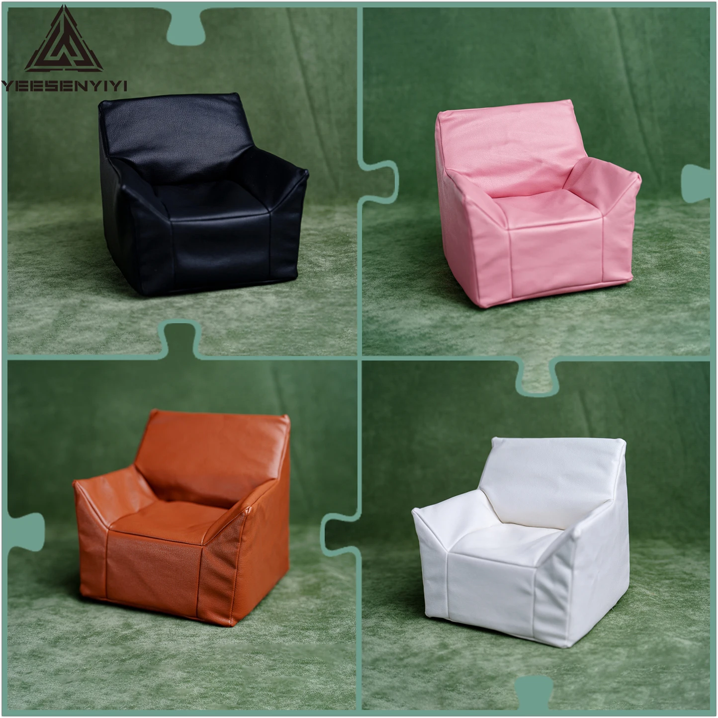 Scaled-down PU Sofa For 1/6 Action Figures BJD Dolls Miniature Sofa For 12-inch 30CM Model Dollhouse Scene Accessories