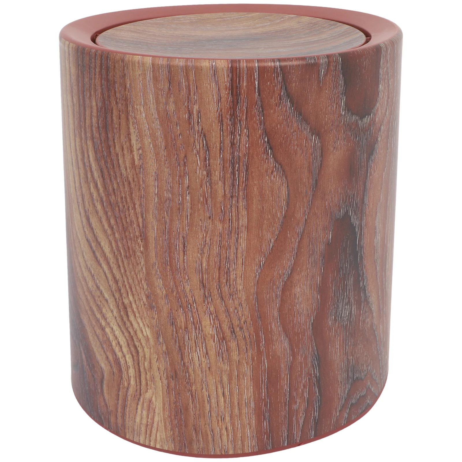 

Pedal Trash Can Wood Grain Design Moderate Capacity Flip Lid Kitchen Bathroom Office Garbage Container Waste Basket Brown Small