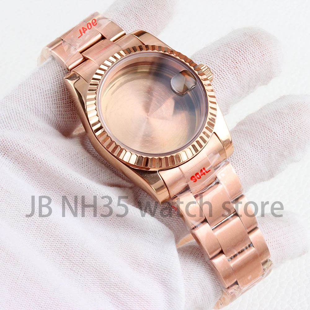 

36/39mm NH35 Watch Case 316L Stainless Steel Oyster Brushed Bracelet for Datejust NH35 NH36 Movement 28.5mm Dial Sapphire Glass