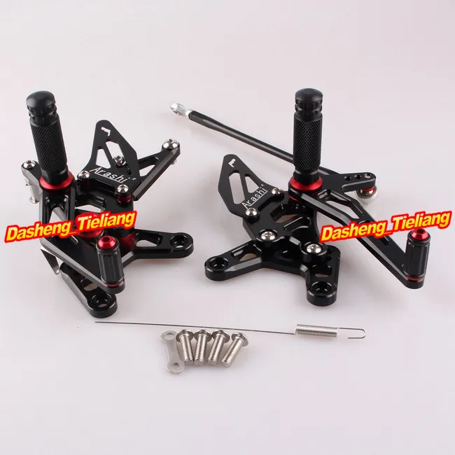 2Pcs Black Motorcycle Adjustable Footpegs Footrest Rearset Rear Set For Kawasaki ZX6R 2007 2008 Aluminum Alloy