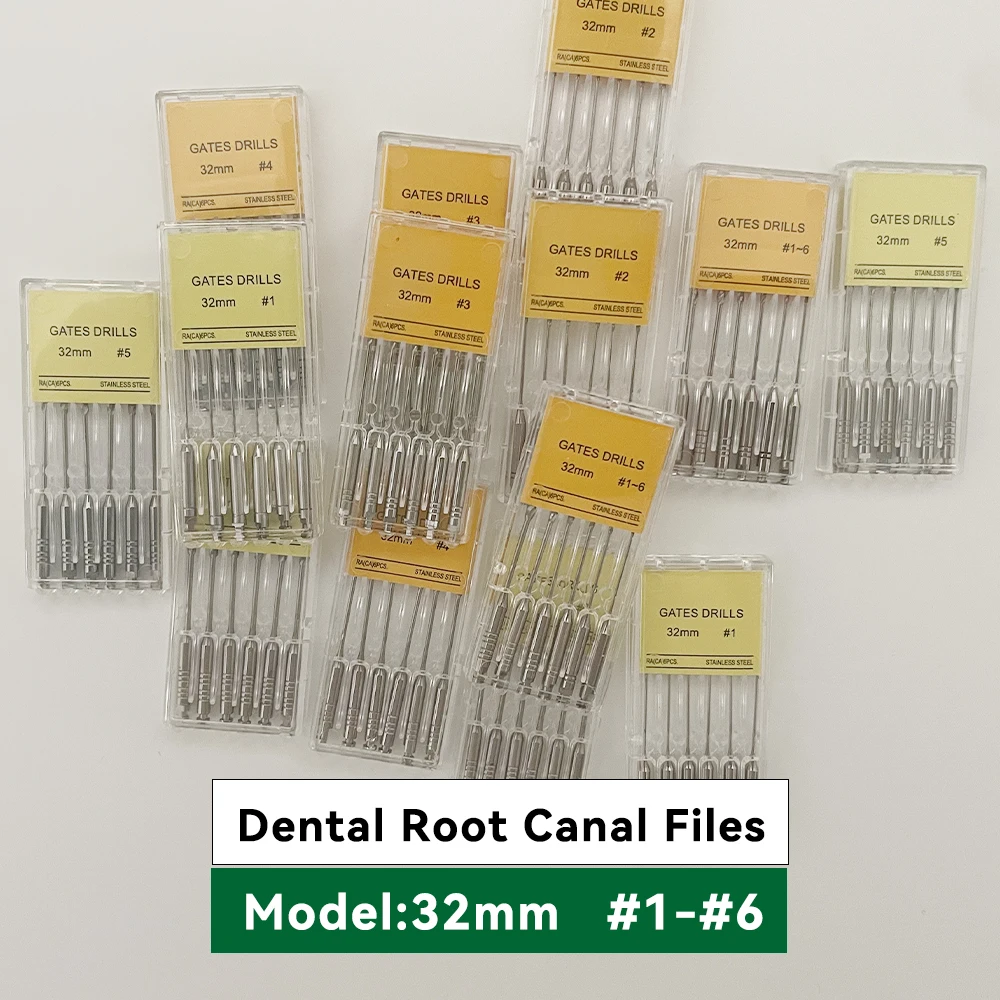 

6Pcs/Box Dental Engine Use Endodontic Gates Drill Reamers Glidden Rotary 32mm #1-#6 Stainless Steel Endo Files Dentist Tool