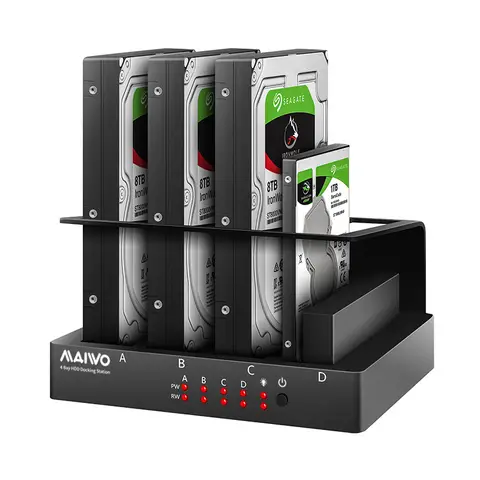 4베이 하드 드라이브 인클로저 Sata-USB 3.0 외부 멀티 베이 2.5&3.5인치 HDD SDD 도킹 스테이션 하드 디스크 박스 곱셈