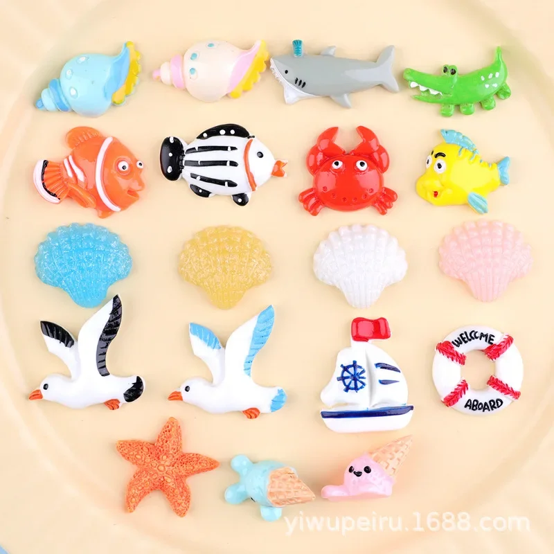 5Pcs Shell Conch Lifebuoy Crab Seagull resin flatback diy kawaii resin accessories crafts materials scrapbooking embellishment