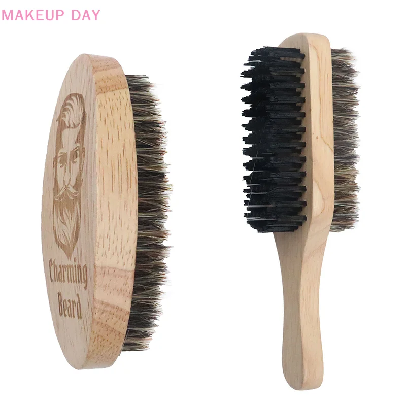 Brosse à barbe naturelle portable pour hommes, poils de sanglier, barbier, outils pour la moustache, livres qualifiée aux, 1 pièce, cuillère à soupe