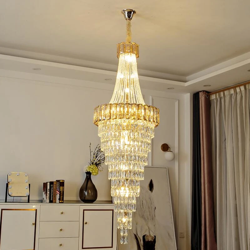 

Crystal staircase chandelier simple penthouse living room light luxury villa duplex hall crystal chandelier