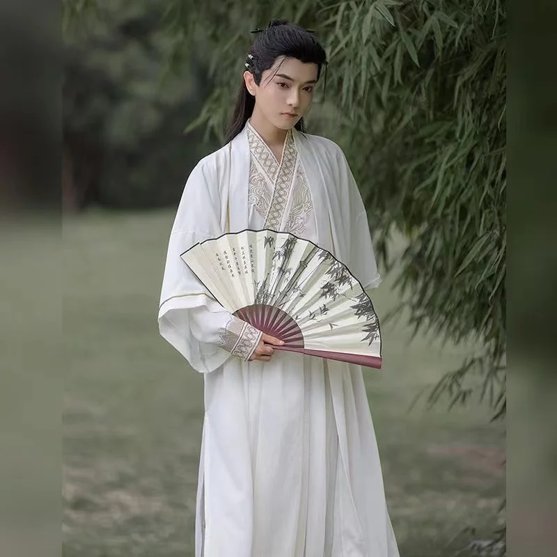 Men Women Hanfu Ancient Song Dynasty Traditional Waist Length Costume Swordsman Cosplay Embroidered Hanfu Clothing Set Students