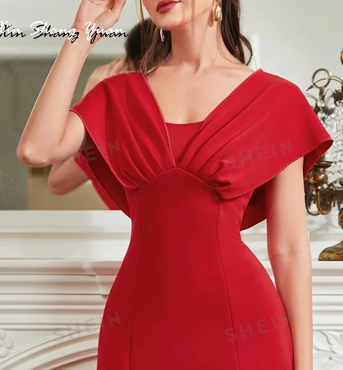 Вечернее платье по индивидуальному заказу. Изысканный трикотаж с открытыми плечами. Платья для выпускного вечера без рукавов. Элегантные вечерние платья трапециевидной формы длиной до чая.