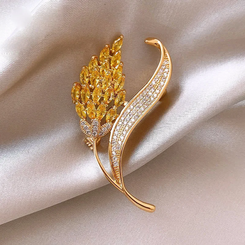 

2PC set color wheat ear brooch anti-light high-end fixed clothes with accessories exquisite high-end female pin