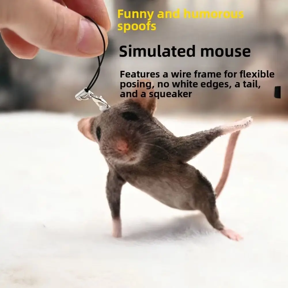 Novelty Bendable Mouse Keychain Wire Frame Prank Rat Plush Pendant Animal Figure Simulated Mouse Doll Bag Charm