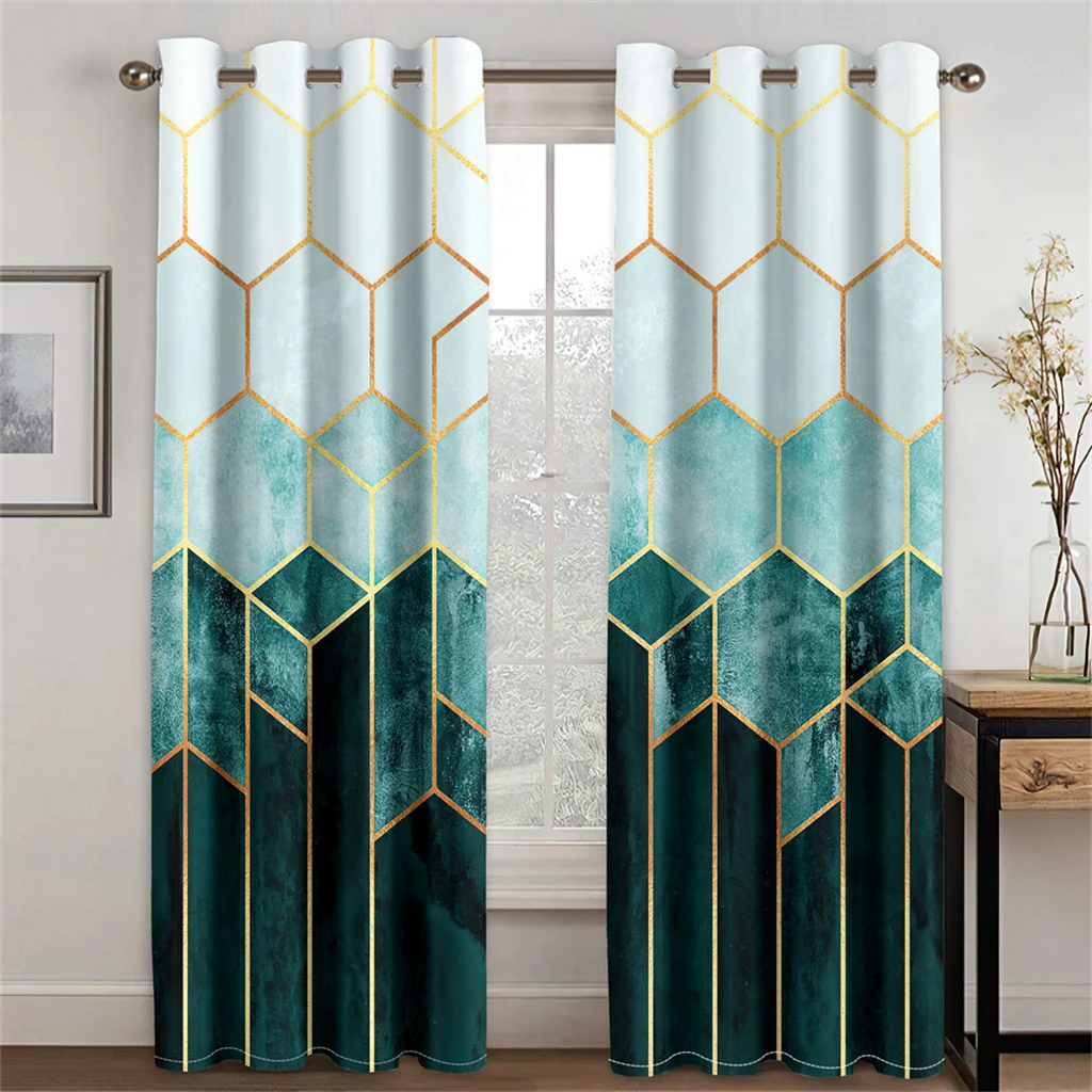 

Diamond Pattern Square 3D Shape Color Curtains 2 Panels Living Room Kitchen Balcony Window Decoration Curtains