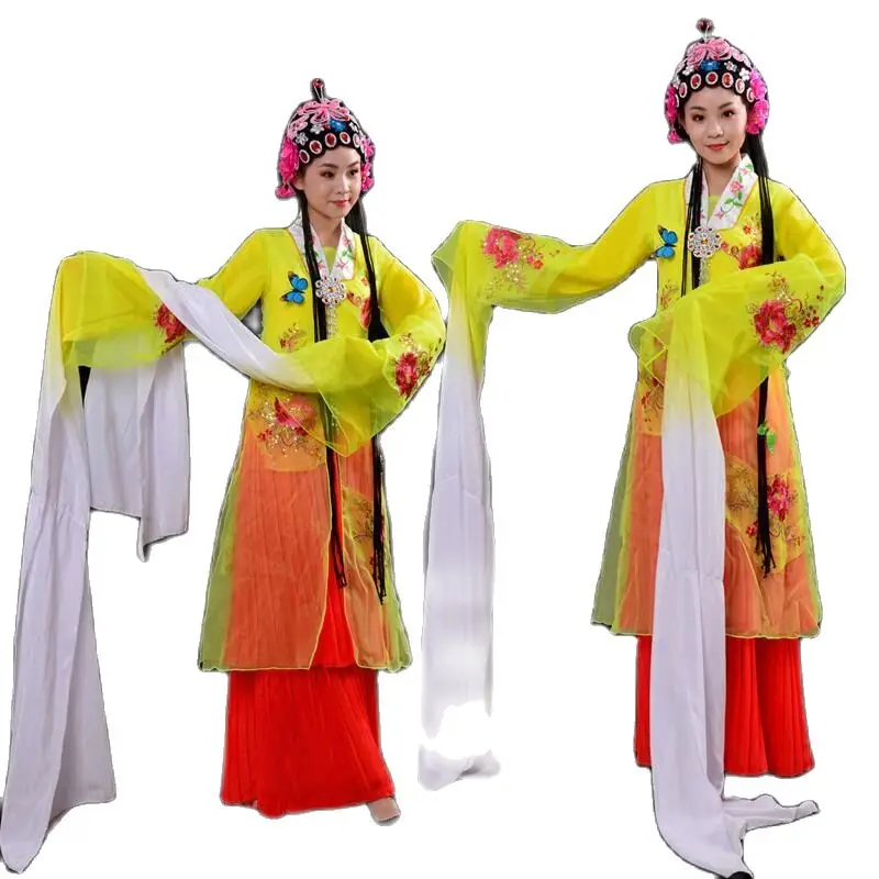 

Chinese Peking Opera Dance Costume Classical National Clothing Flower Pattern Ancient Style Women Dress Long Sleeve Stage Wear