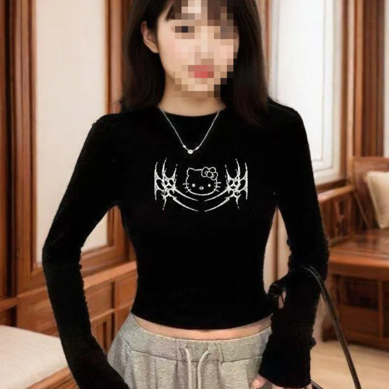 

Sanrio Hello Kitty женская футболка Kawaii мультфильм студенческая осенняя женская одежда с длинными рукавами хлопковые футболки топы для самосовершенствования новые