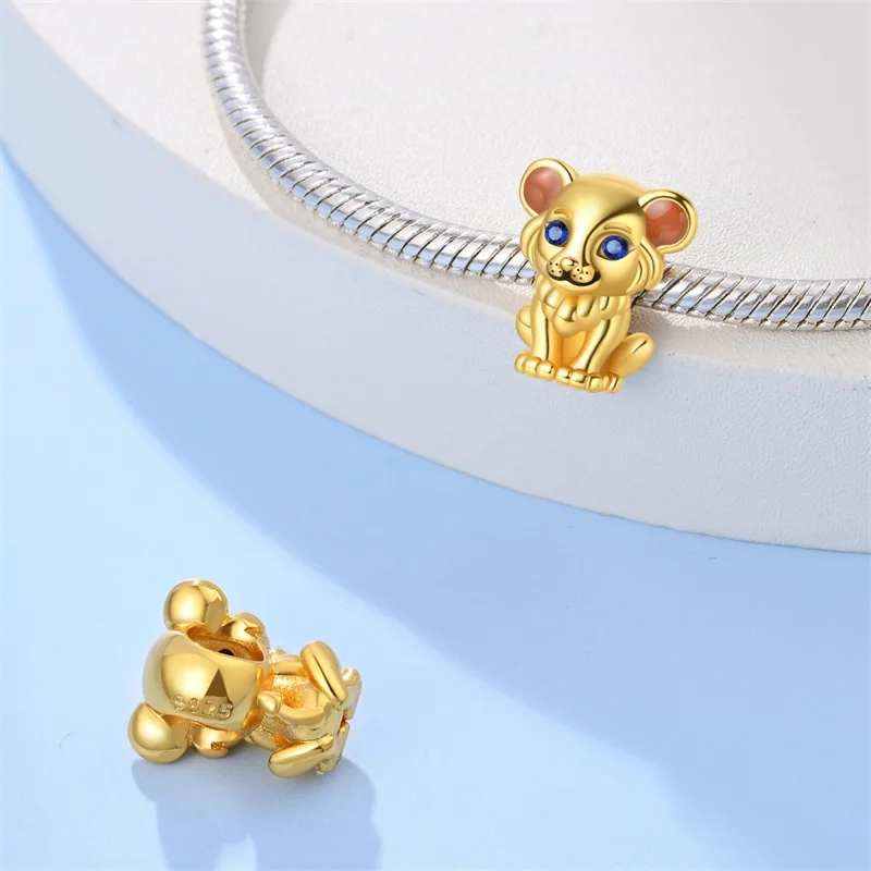 

925 Sterling Silver Little Lion Charms Beads For Women Fit Original Bracelet DIY Birthday Party Jewelry Gifts
