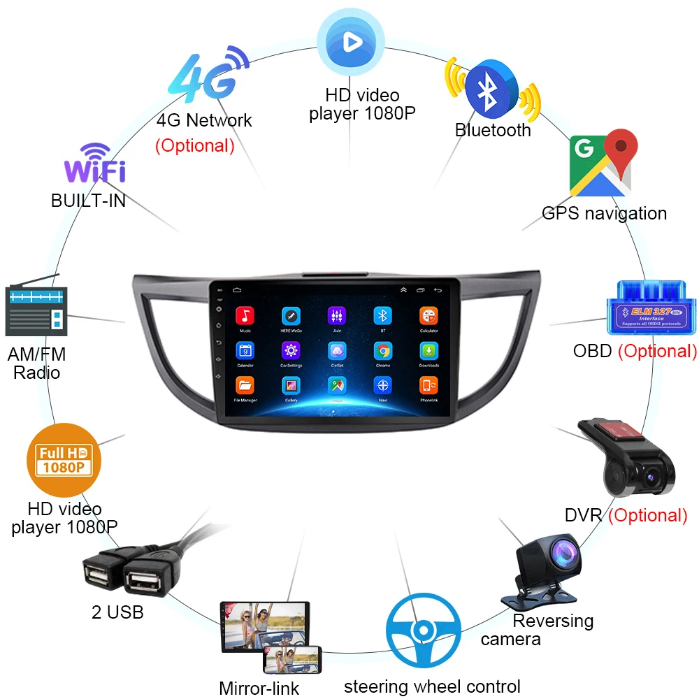 Android Car Radio Multimedia For Honda CRV CR-V 4 RM RE 2012-2016 Video Player 2din 4G Carplay GPS Navigaion Head Unit