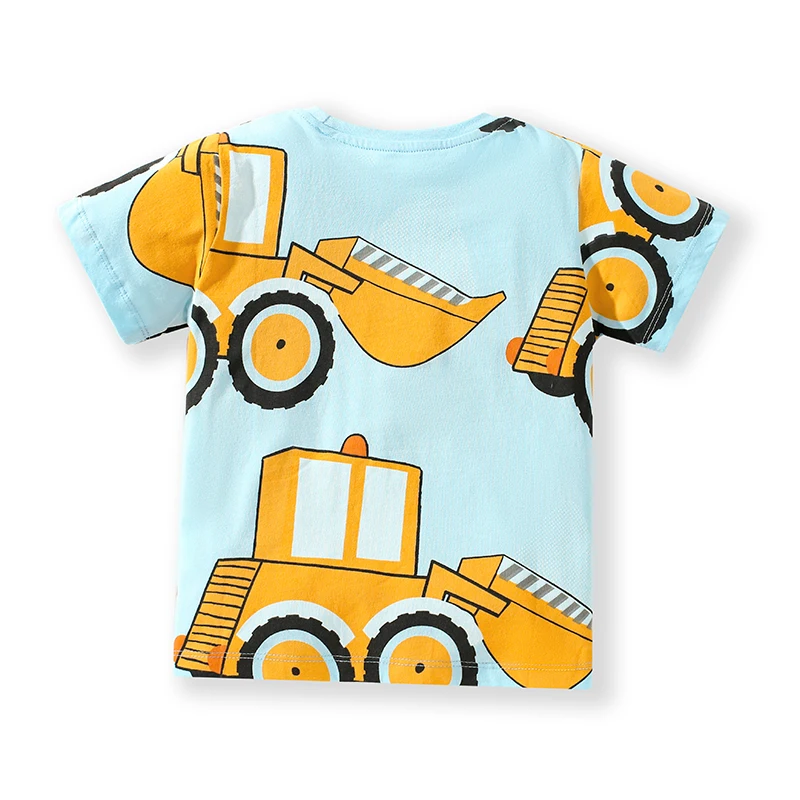 Little maven 2024 Summer T Shirt for Boys Kids Short Sleeves Tops Tees Shirts Cartoon Excavator Children\'s Clothing Cotton