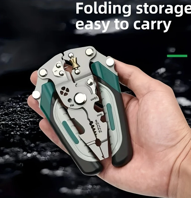 Electrician Pliers For Stripping Splitting Cutting Wires Professional Tool Foldable Multi Function Wire Stripper Crimper  Cutter