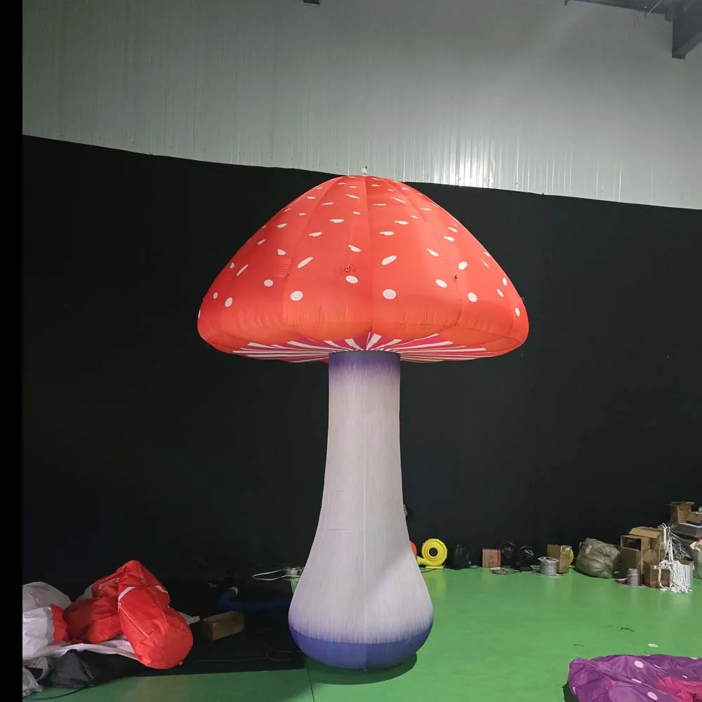 Seta inflable realista gigante con luces LED y soplador interior, modelo de seta púrpura realista, accesorios de decoración para escenario de fiesta