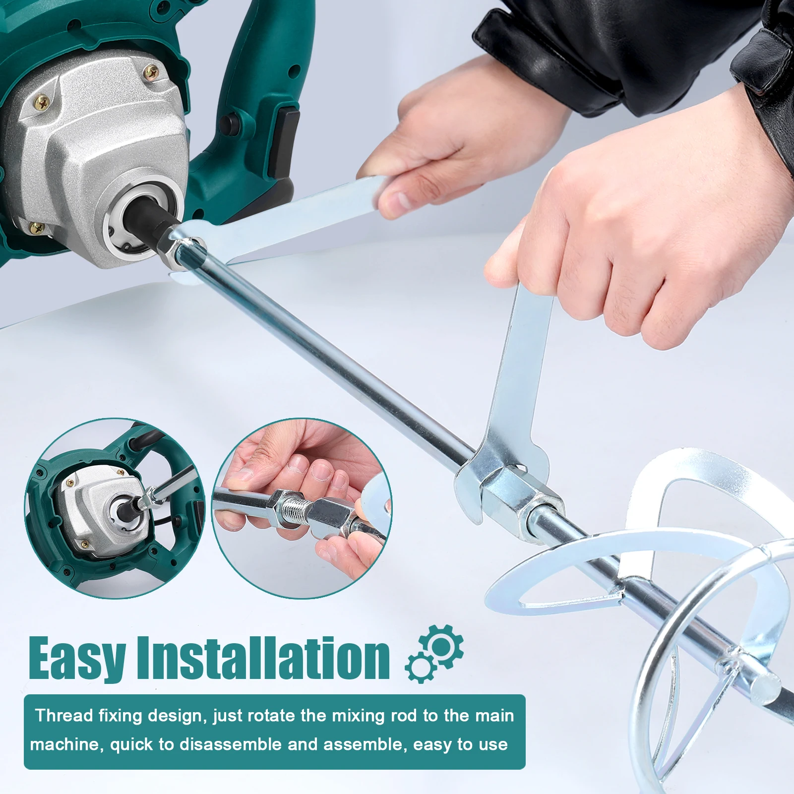 KKnoon 2600 واط خلاط الخرسانة الكهربائية المحمولة المحمولة خلاط الاسمنت الخرساني 6 سرعات آلة خلط قابل للتعديل