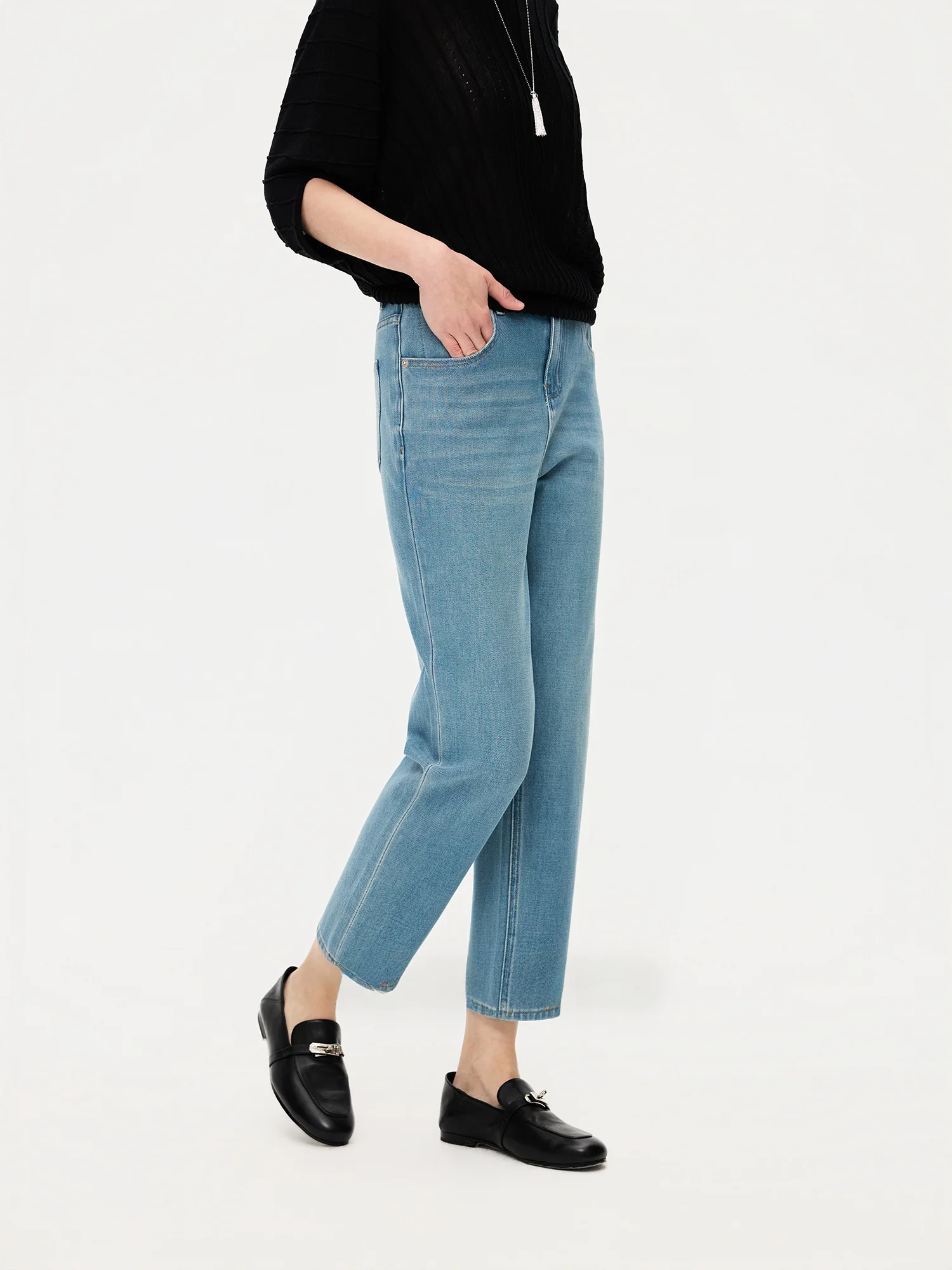 

Casual Waed Denim Pencil Straight Leg Pants Old Money Sle Sed Foundation Series l Waist Spring Summer Ladies Jeans