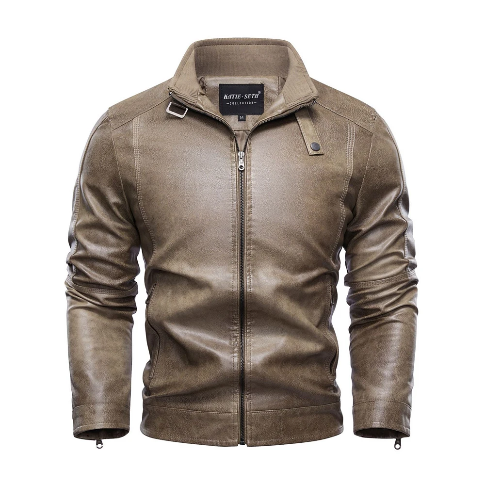 Winter Men's Retro PU Leather Jackets Fashion Men Streetwear Motorcycle Faux Leather Coats Men Warm Windbreaker Leather Jacket