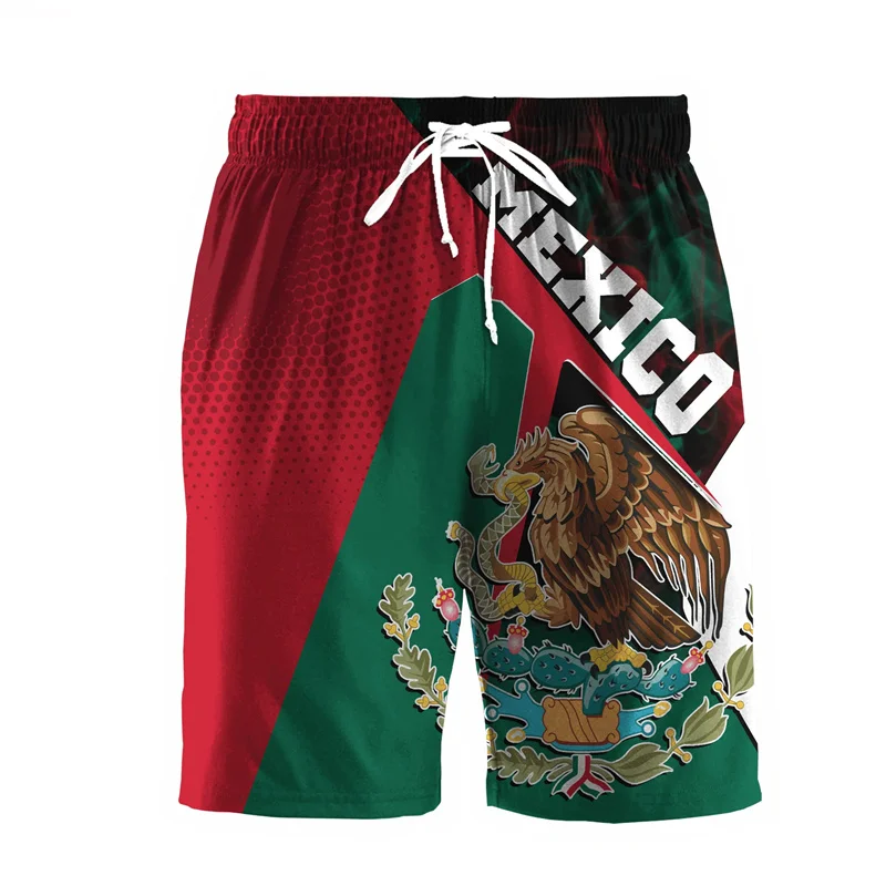 Mexico Flag 3D Printed Aztec Beach Shorts Men Outdoor Sports Surfing Board Shorts Summer Casual Swim Trunks Street Short Pants