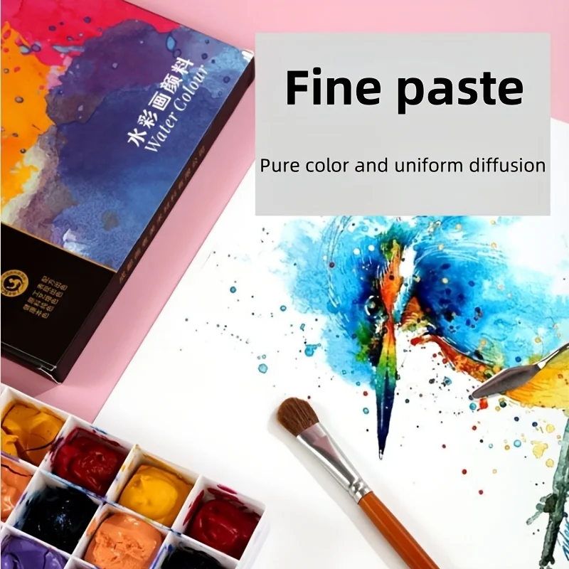 Aquarellfarben-Set 12 /18 /24 /36 Farben, (12 ml /0,4 Fl oz pro Tube) - Inklusive 2 Pinsel + Paletten, Farbintensiv – Detail 9