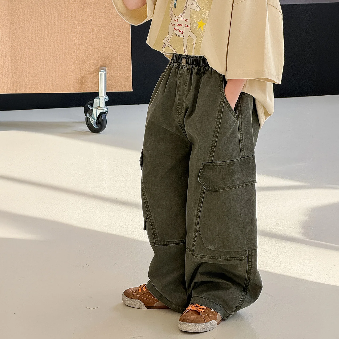 Spring 2026 New Retro Fashion Loose Casual Childrens Pants for Boys and Children