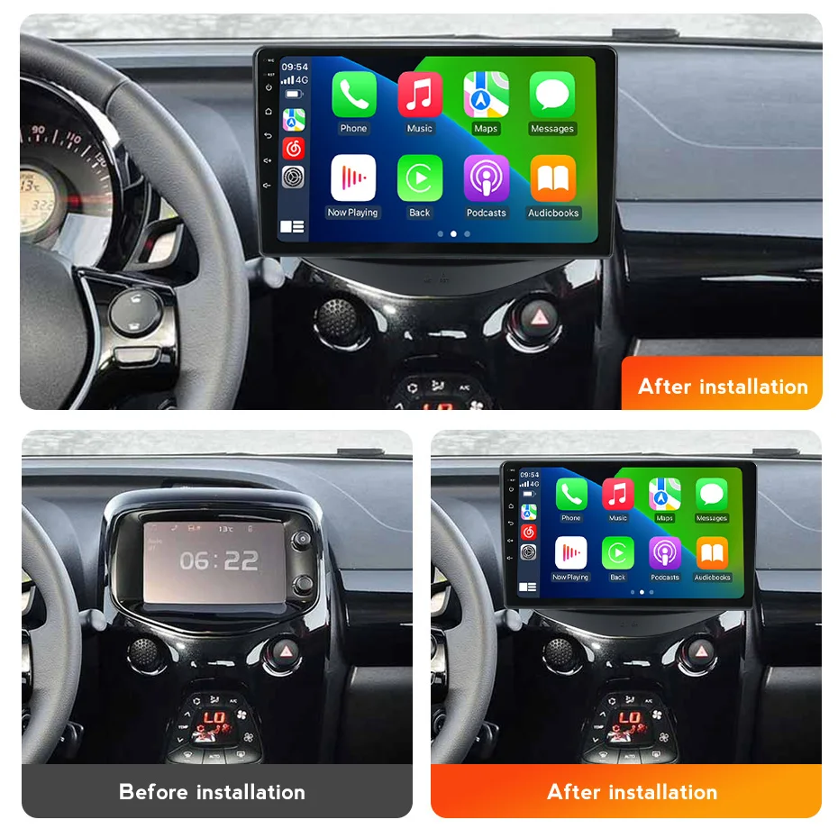 Android 14 Car Radio for Toyota Aygo Peugeot 108 Citroen C1 2016 - 2020 Carplay Auto Intelligent Multimedia Player 2 Din Stereo