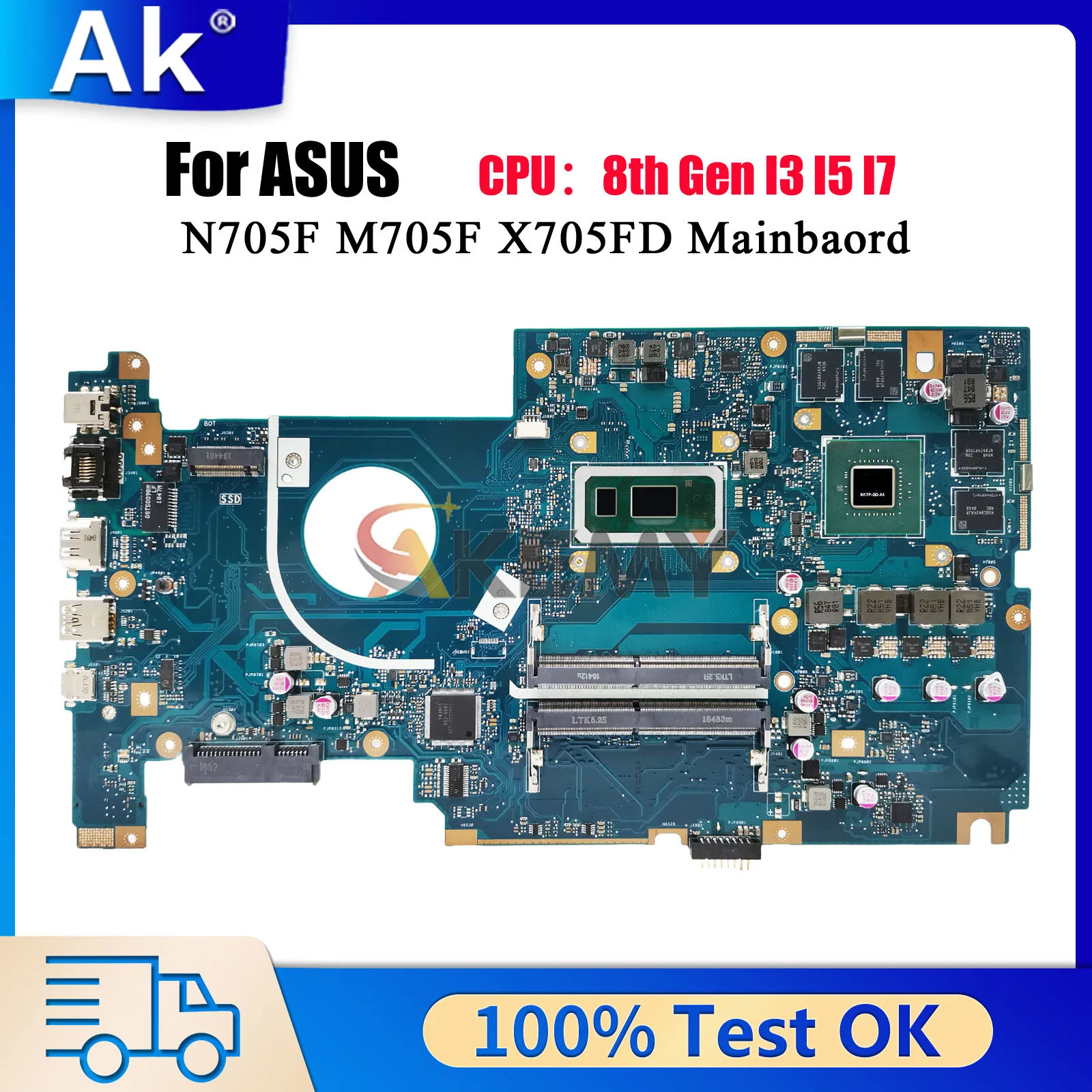 X705FD Mainboard For ASUS Vivobook N705FD N705F X705F Laptop Motherboard High Performance CPU I3 I5 I7 8th GTX1050