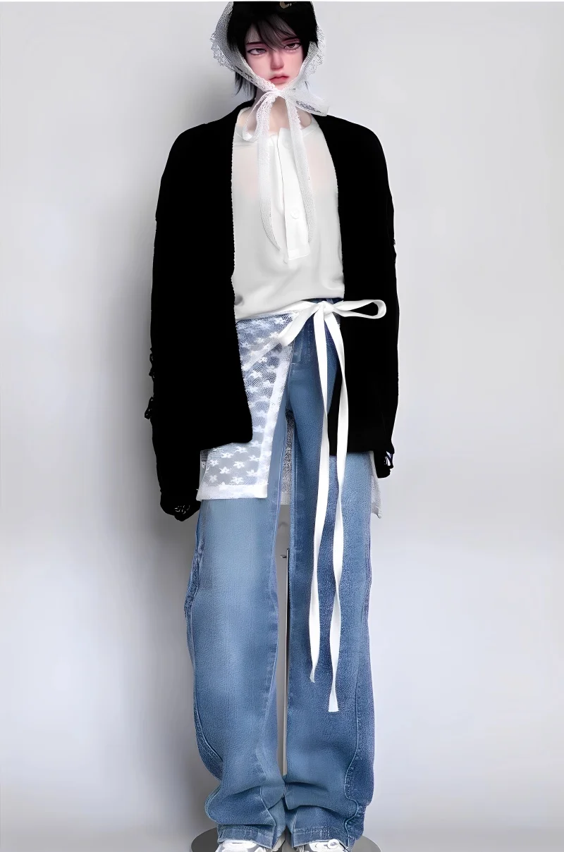 Bjd-Puppenkleidung eignen sich für 1/4 73, 75, Onkelgröße, zweifarbige, seitlich genähte Taschenjeans-Puppenzubehör