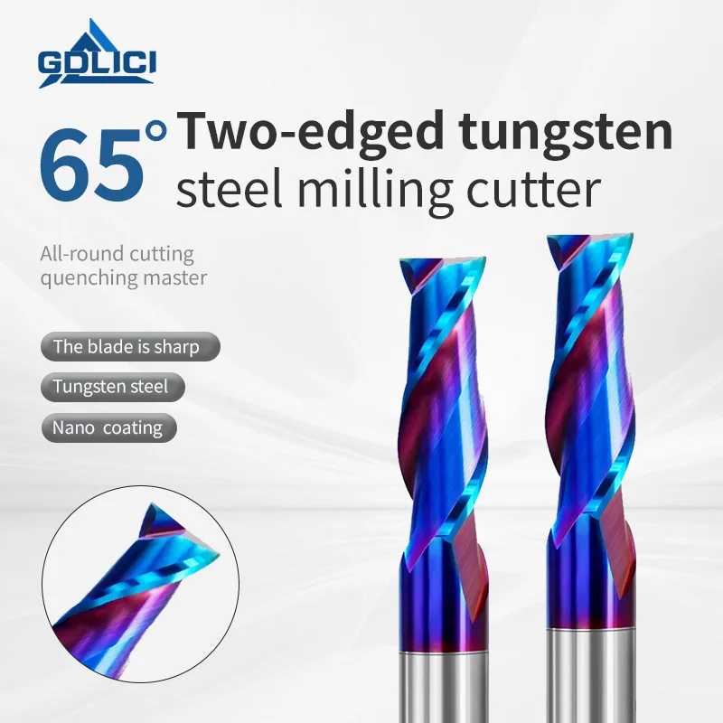 Tungsten Alloy End Milling Cutter Alto Duro Azul Nano-revestido Cnc Alongado Edge Keyway Hrc65 Aço Inoxidável