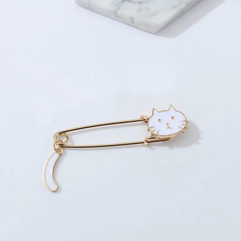 1pcs Cat Metal Badges Safety Pins For Clothes Badges Fashion Brooch Icons On Backpack Decorative 7.1*1.8cm BDG7805