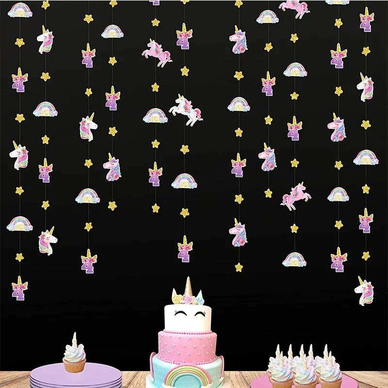 

Unicorn 4th Rainbow Clond Star Birthday Balloons Garland Streamer Decorations for Girls 5th 7th Unicorn Birthday Party Supplies