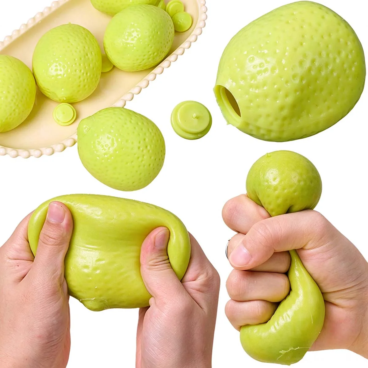 TPR Empty Lemon Soft Ball Shell Squeeze Fidget Toy Craft Gift Decor Ball Making for DIY Fillable Relief Materials Slime Supplies