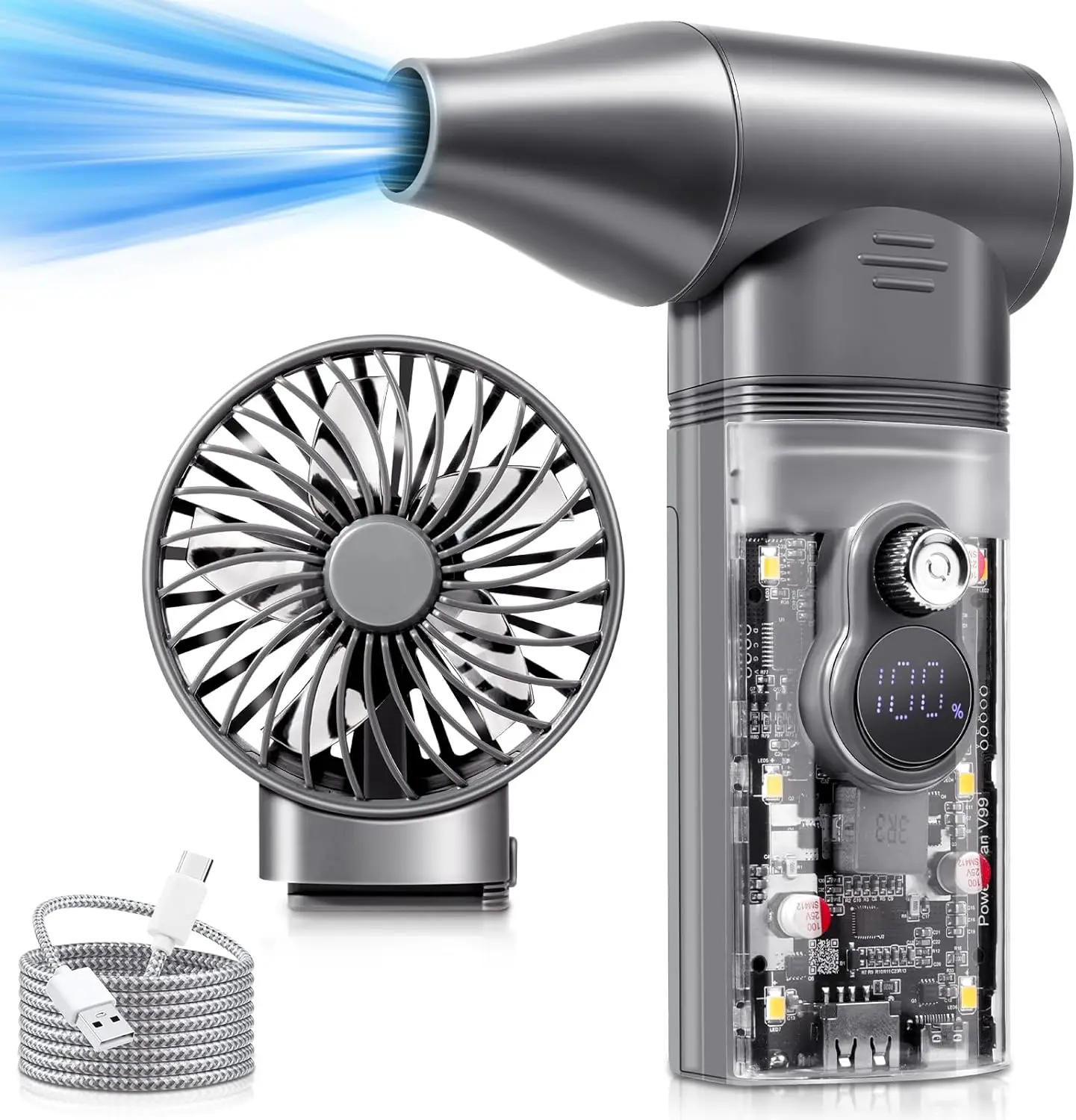 

Detachable Mini Electric Air Blower 100000RPM Turbo Jet Fan Rechargeable Stepless Speed Change for Car Jet Compressed Battery