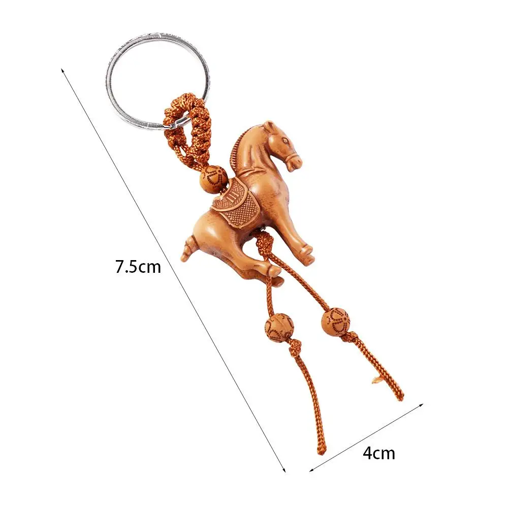 Cartoon Kids Toy Chinese Knot Key Ring Elephant Carving Key Holder Lucky Horse Keyring Weaving Key Chains Lucky Horse Keychain