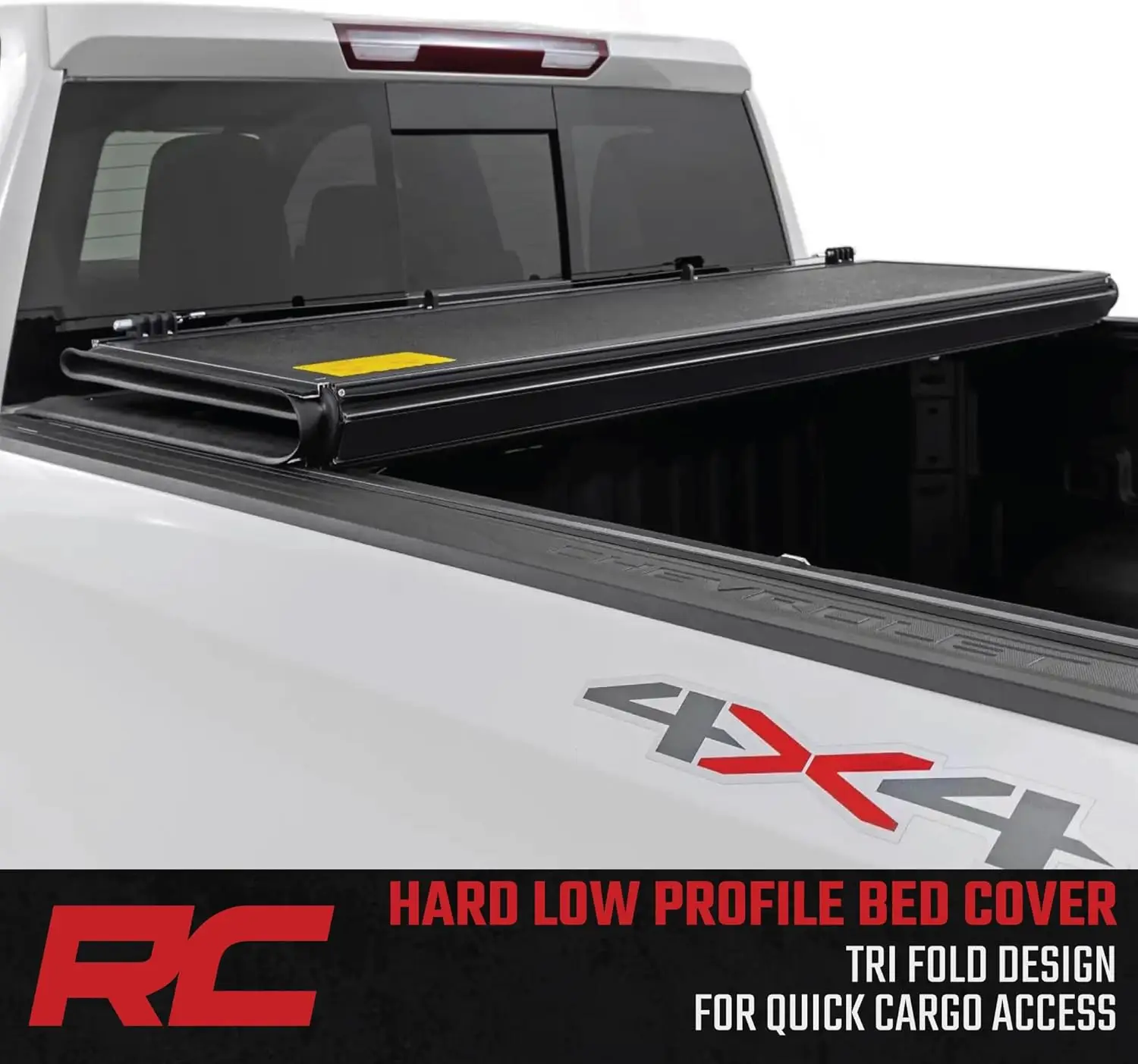 Hard Tri-Fold Truck Bed Tonneau Cover for Chevy Silverado & GMC Sierra 1500 (2019-2025) - Low-Profile Aluminum Folding Bed Cover