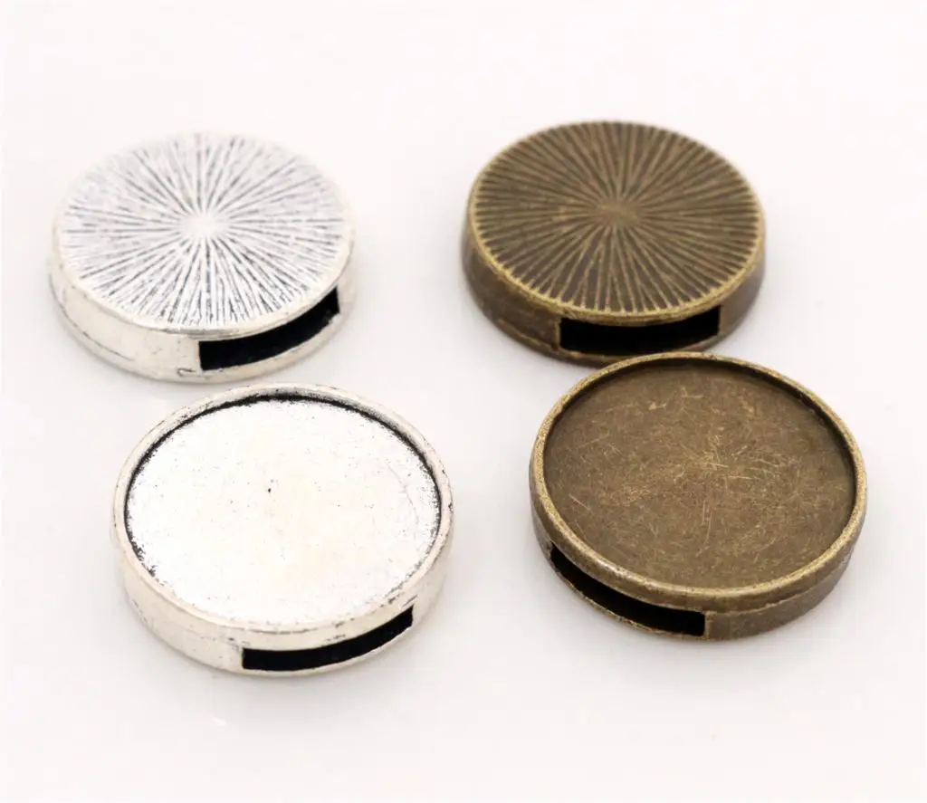 10pcs 20mm Inner Size Antique Silver Plated Colors Square Cabochon Base Cameo Setting Charms Pendant For 10 mm Leather Bracelet